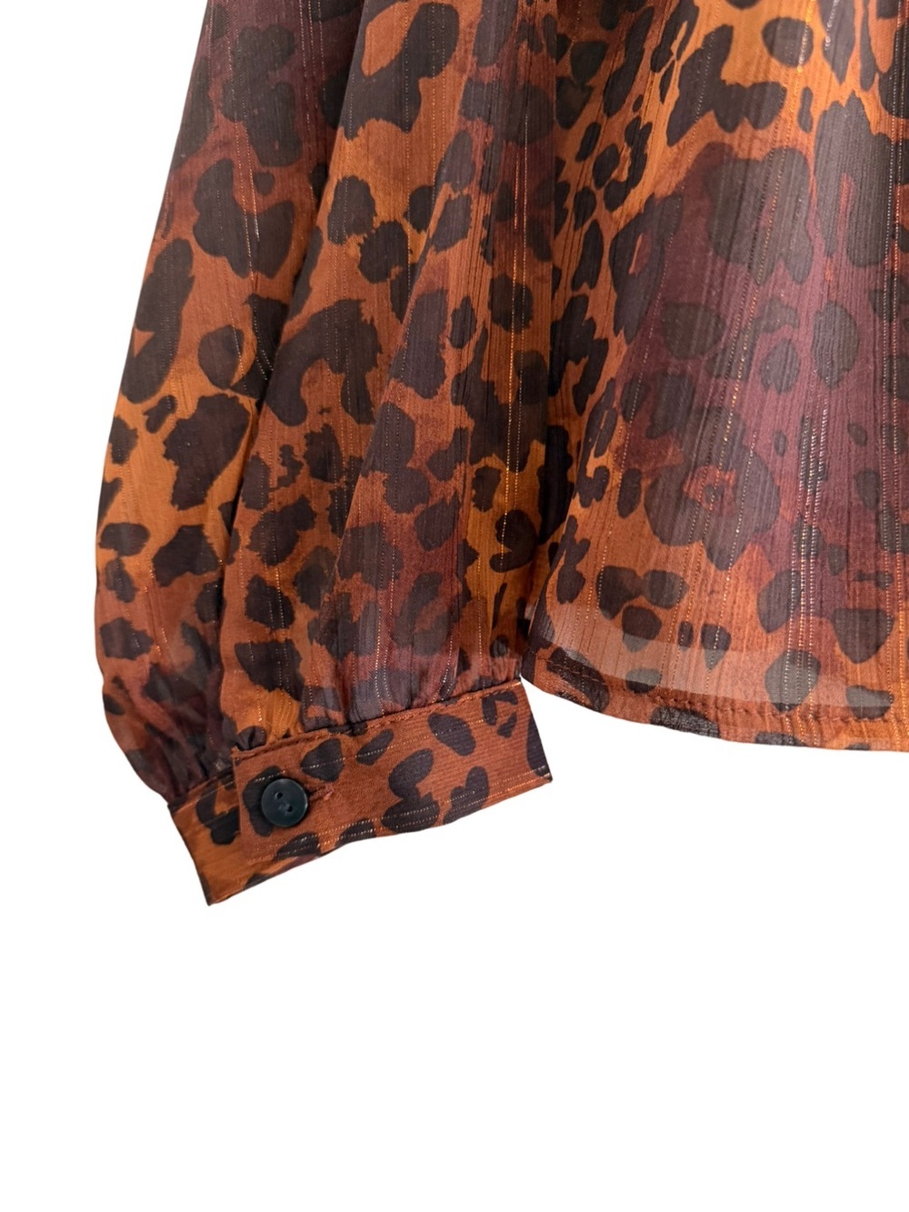 CALYPSO ST. BARTH Sheer Leopard Print Blouse Brown Size Medium - Picture 4 of 9